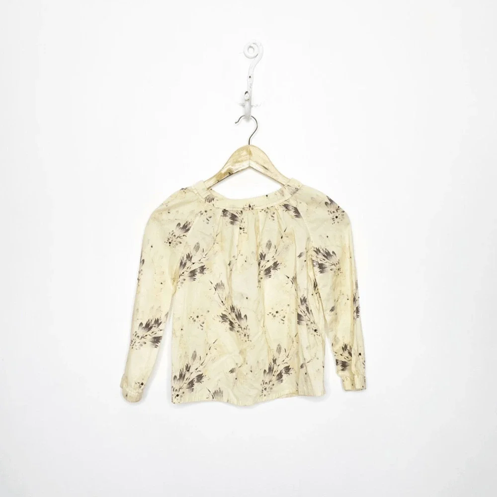 BONPOINT Floral Vanille long sleeve top cotton blend sequined zip girls 8